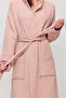 Women's Muslin Pocket Tie Hooded Pink Bathrobe - 6