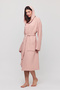 Women's Muslin Pocket Tie Hooded Pink Bathrobe - 3