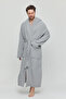 Men's Muslin Pocket Tie Hooded Gray Bathrobe - 2