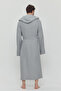 Men's Muslin Pocket Tie Hooded Gray Bathrobe - 8