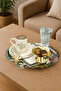 6-Piece Luxury Oval Coffee Presentation Tray |   Stainless Coffee, Tea, Decorative Tray with Butterfly Accessories 25X20Cm