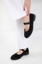 Black Suede Women's Loafer Shoes 20499 - 2