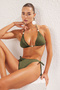 Haki Simli Üçgen İnci Aksesuarlı Regular Bikini Takımı TBESS25BT00059 - 2