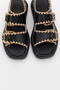 DOURO Black Skin Genuine Leather Rope Knitted Detailed Women's Sandals - 2