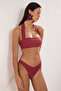 Bordo V Kesim Regular Düşük Bel Bikini Altı TBESS22BA0024 - 3