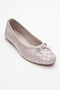 03 Beige Lurex Genuine Leather Women's Ballerina Shoes - 3