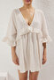 Beige Mini Woven Ruffle Beach Dress Tbess25El00091 - 4