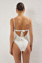 Ekru Cut Out Detaylı Straplez Kaplı Brazilian Mayo TBESS25MA00098 - 6
