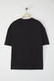 Siyah Oversize/Geniş Kesim Pamuklu Kalın Basic T-Shirt TEDSS25TS00005 - 4