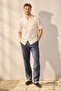 Lacivert %100 Keten Regular Fit Pantolon TMNSS24PL00018