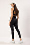 Siyah Fitilli Tam Boy Örme Spor Tayt THMSS25TY00022 - 4