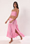 Pink Textured Strapless Textured Blouse Skirt Beach Suit Tbess25Au00045 - 2
