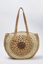 Camel Color Block Hand Knitted Straw Women's Medium Size Round Shoulder Bag Takss25Oc00054 - 4