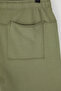 Khaki Oversize/Wide Cut Washed/Aged Look 100% Cotton Shorts & Bermuda Tmnss25Sr00046 - 10