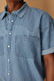Mavi Geniş Fit Kısa Kol Western Denim Kot Gömlek TMNSS25GO00046 - 3