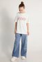 Star Detailed Soft Textured Wide Leg Wide Leg Jeans Girls' Jeans - 2