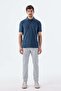 Navy Blue Button Detailed Slim Fit Polo Neck T-Shirt - 2
