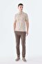 Beige Slim Fit Patterned Polo Neck T-Shirt - 2