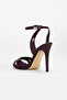 Women's Platform Thin Heeled Burgundy Patent Leather Shoes - 5