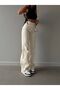 PALAZZO BEIGE 100% Cotton High Waist Loose Wide Leg Jeans