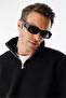 Unisex Sweatshirt Comfortable Cut Cotton Fleece Inside Half Zipper Stand Collar Sweatshirt - 4