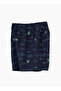 Boys' Navy Blue Sea Pattern Cotton Shorts - 3