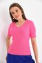 Women's V-Neck Fuchsia Color Knitwear - 2