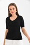 Women's V-Neck Black Knitwear - 2