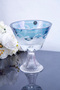 Blue and White Patterned Footed Glass Presentation Bowl |   Crystal Look Bowl 19 cm - 7