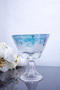 Blue and White Patterned Footed Glass Presentation Bowl |   Crystal Look Bowl 19 cm - 4