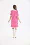 Women's Shirt Collar Fuchsia Striped Dress - 6