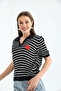 Women's Striped Heart Transitional Knitwear Sweater - 7