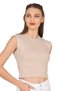 Özkan 27414 Women's Cotton Ribbed Camisole Low Sleeve Crew Neck Crop T-Shirt Blouse - 4