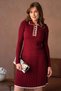 Women's Polo Neck Button Detail Sweater Skirt Double Knitwear Set - 4