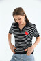 Women's Striped Heart Transitional Knitwear Sweater - 2
