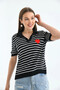 Women's Striped Heart Transitional Knitwear Sweater - 6