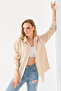 Women's Long Sleeve Regular Fit Textured Shirt Beige - 25Y 10040 - 3