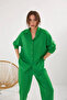 Green Oversize Off-Shoulder Linen Shirt