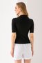 Women's Polo Neck Short Sleeve Buttoned Body Black - Ms 0000561 - 8