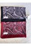 Hijab Ethnic Patterned Cotton Shawl Set of 2 and Makeup Mirror Claret Red - Gray - 3