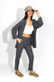 Women's Pants Bottom Top Double Kimono Suit Casual Fit Gray - 4
