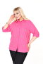 Women Linen Fuchia Stone Design Large Size Shirt