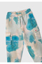 Girl's Blue Mix All Patterned Cargo Sweatpants with Logo Labeling and Patch Pockets - 2