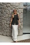 Women's White Crew Neck Gold Button Blouse Jacket Vest Fmoda12700