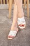 Daily Flat Toe Women's White Slippers with Straps and Pads, Puff Soft Sole, Lightweight Summer Dowry Guest House 399 - 3