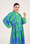 Patterned Button Detailed Loose Benetton Dress with Judge Collar - 5