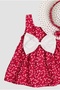 Flower Patterned Bow Baby Girl Dress with Hat - 6