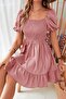 Pink Carmen Collar Ruffled Above Knee Gimped Aerobin Dress 95 cm - 5