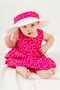 Flower Patterned Bow Baby Girl Dress with Hat - 2