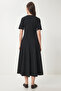 Godeli Midi Woven Dress Black Lub0091 - 5